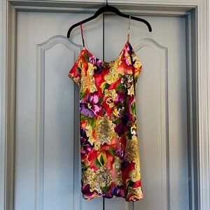Vintage Victoria’s Secret Gold Label Silk Slip Dress Floral Y2K Luxe Mini Size L